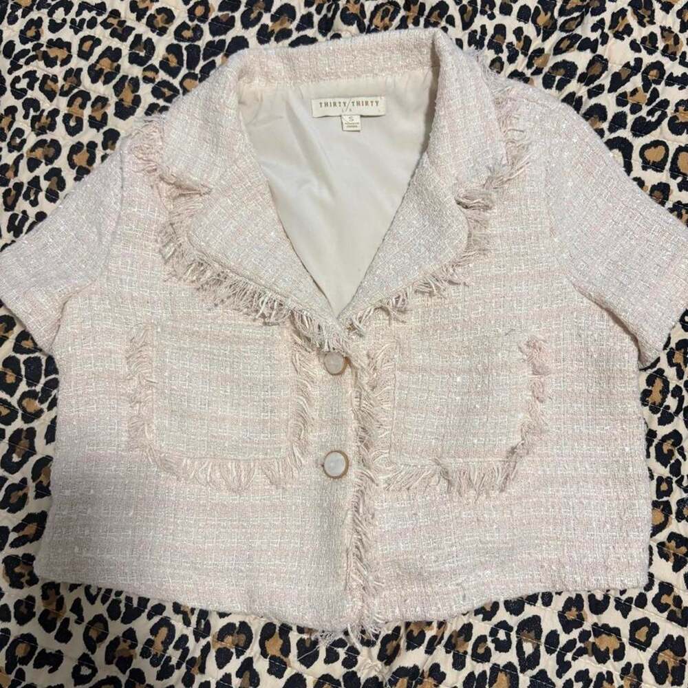 Cream white tweed jacket